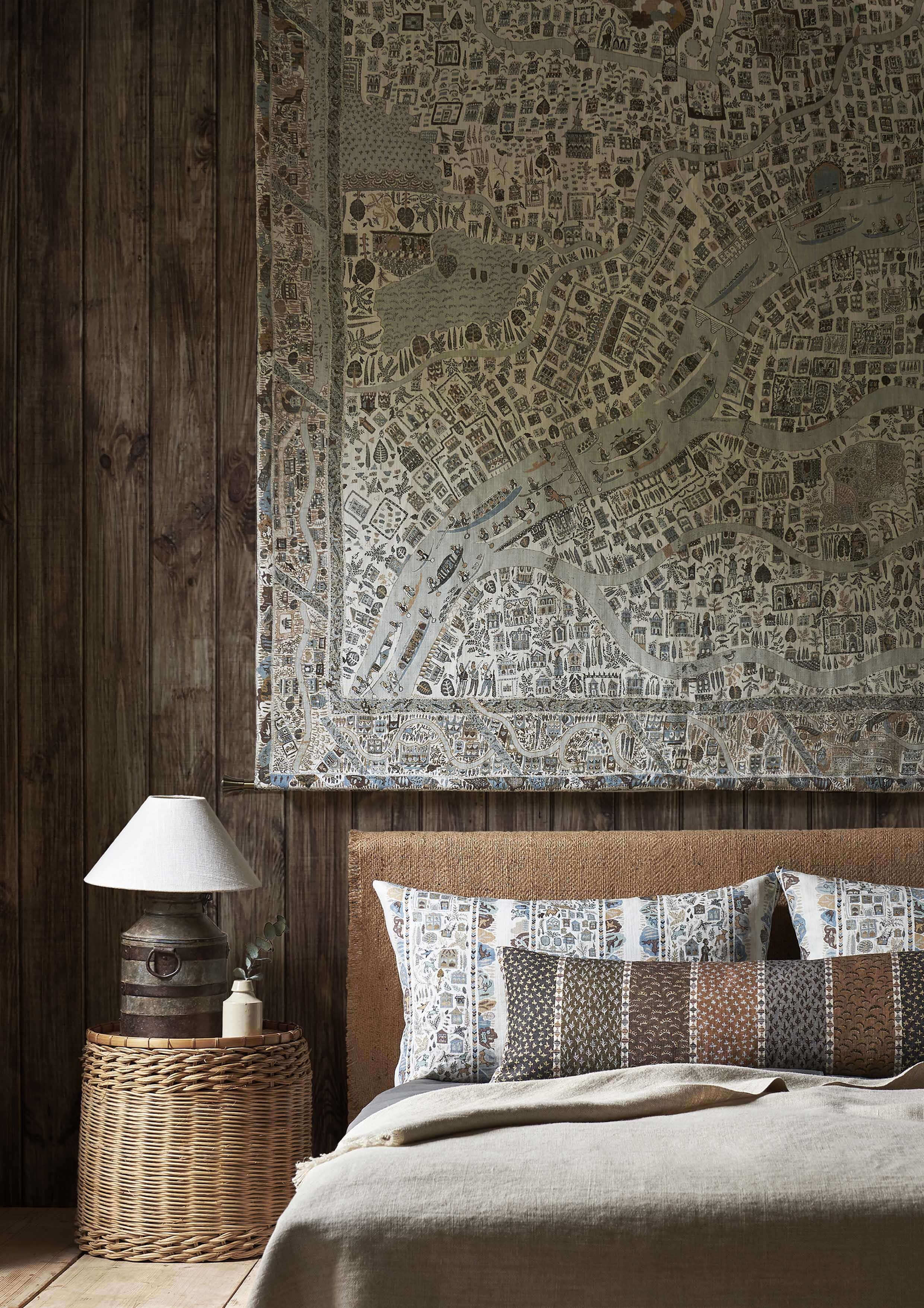 earthy tones map inspired bedroom lewis and wood
